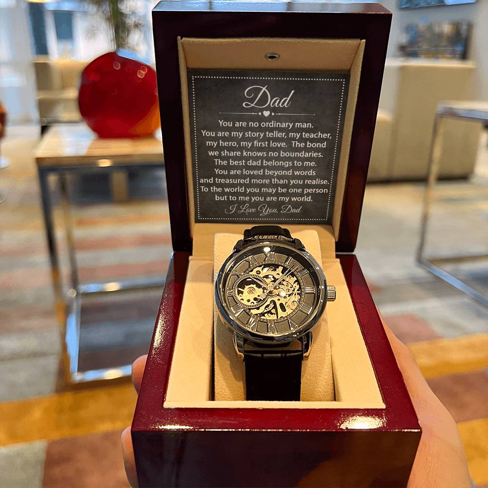 To My Dad Openwork Watch Gift For Dad Father's Day Gift Watch With Message Card For Dad