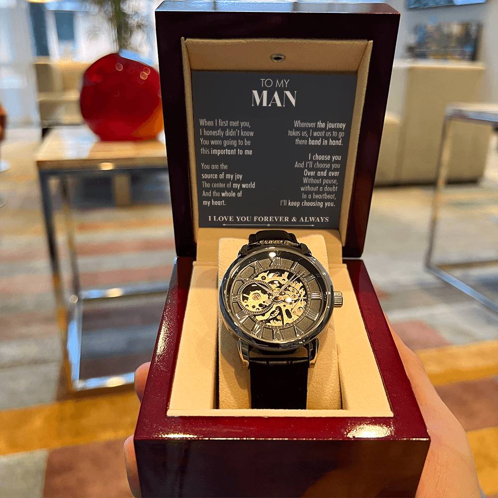 Gift For You Man Over And Over Openwork Watch