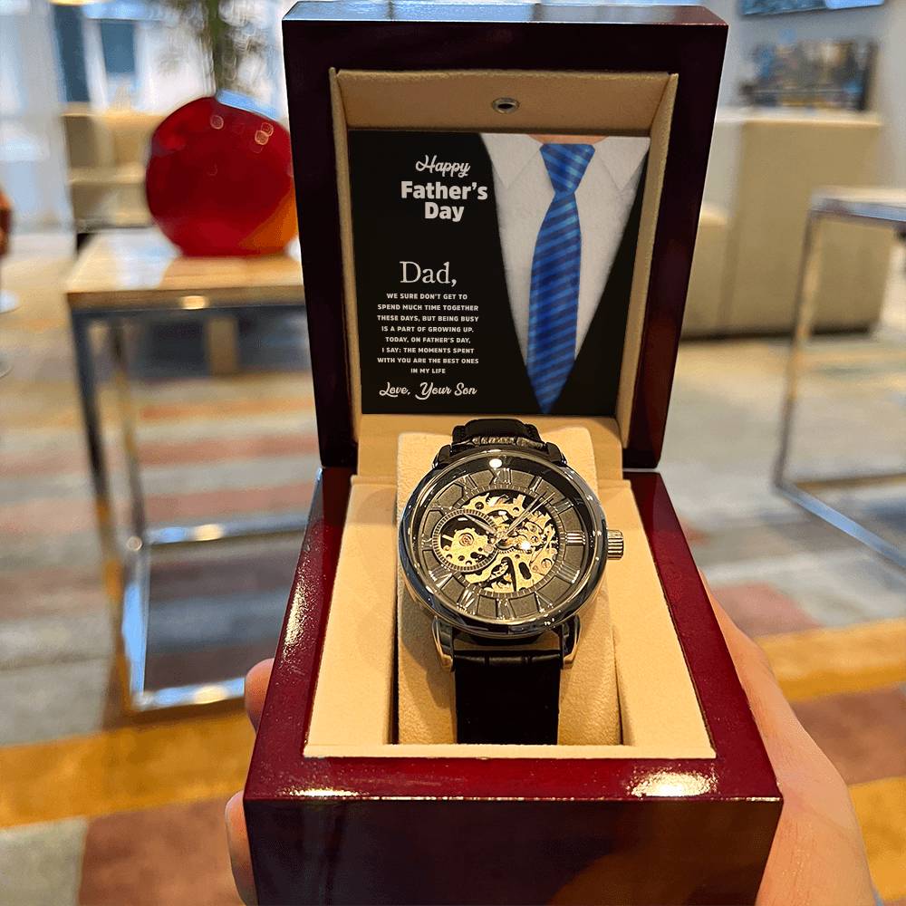 To My Dad Gift Watch Openwork Watch For Dad Father's Day Watch With Message Card Father's Day Gift To Dad From Son
