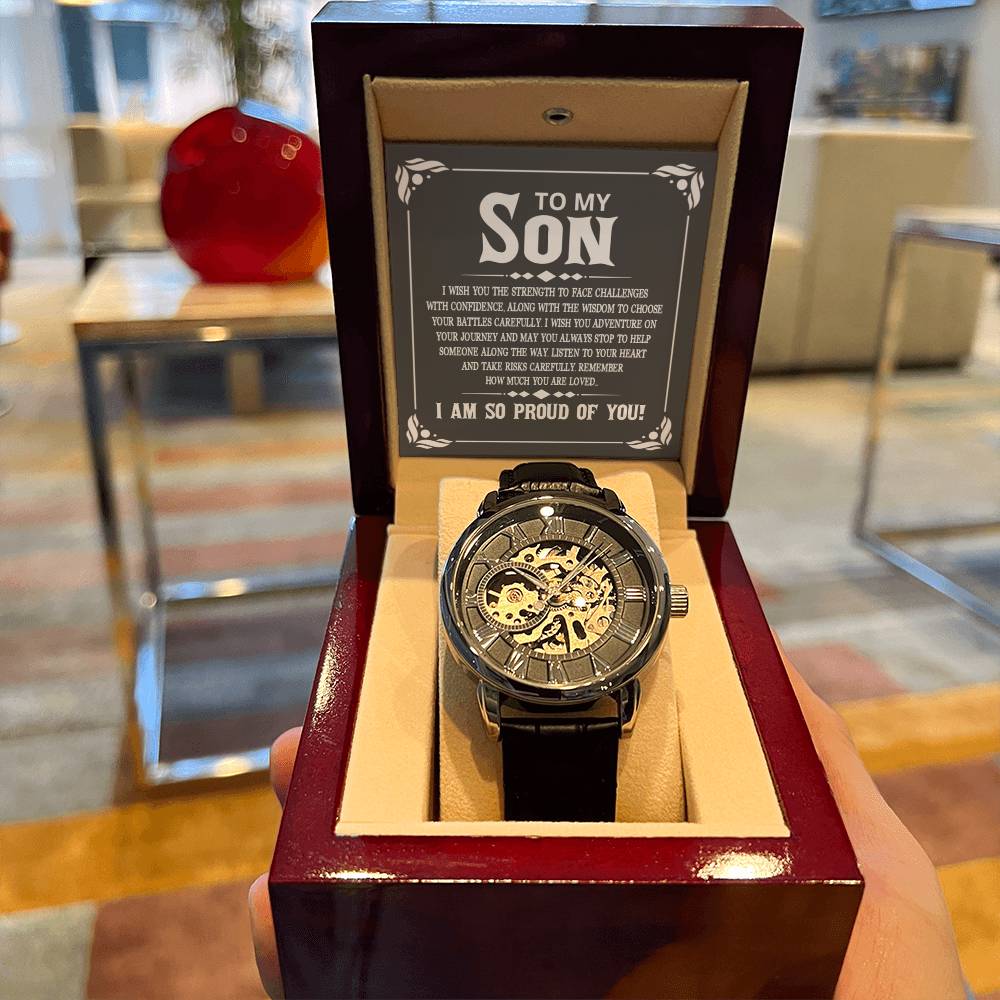To My Son - I Wish You The Strength To Face Challenges - Men's Openwork Watch - Perfect Gift For Son