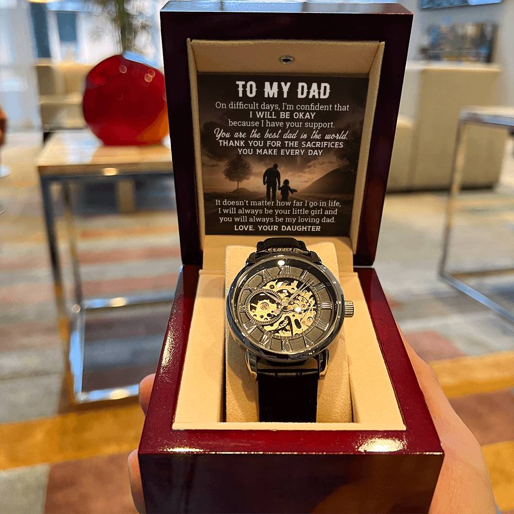 Gift For Dad From Daughter Difficult Doesn't Matter Men's Openwork Watch