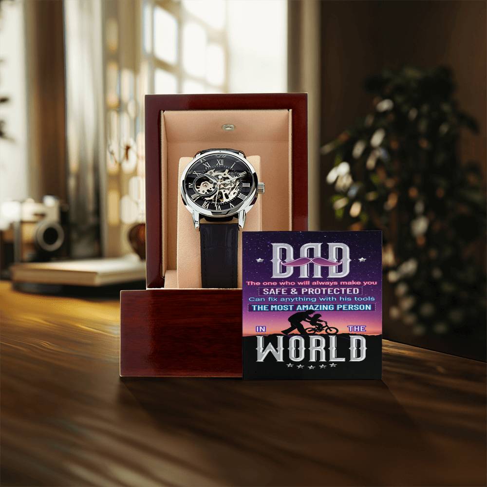 To My Dad Watch Openwork Watch With Message Card For Dad Father&#39;s Day Gift Watch