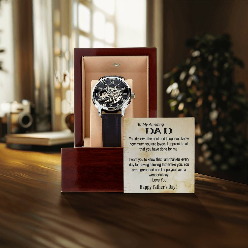 Men's Openwork Watch For Dad To My Amazing Dad Gift Watch Father's Day Gift Watch From Children Skeleton Watch For Men