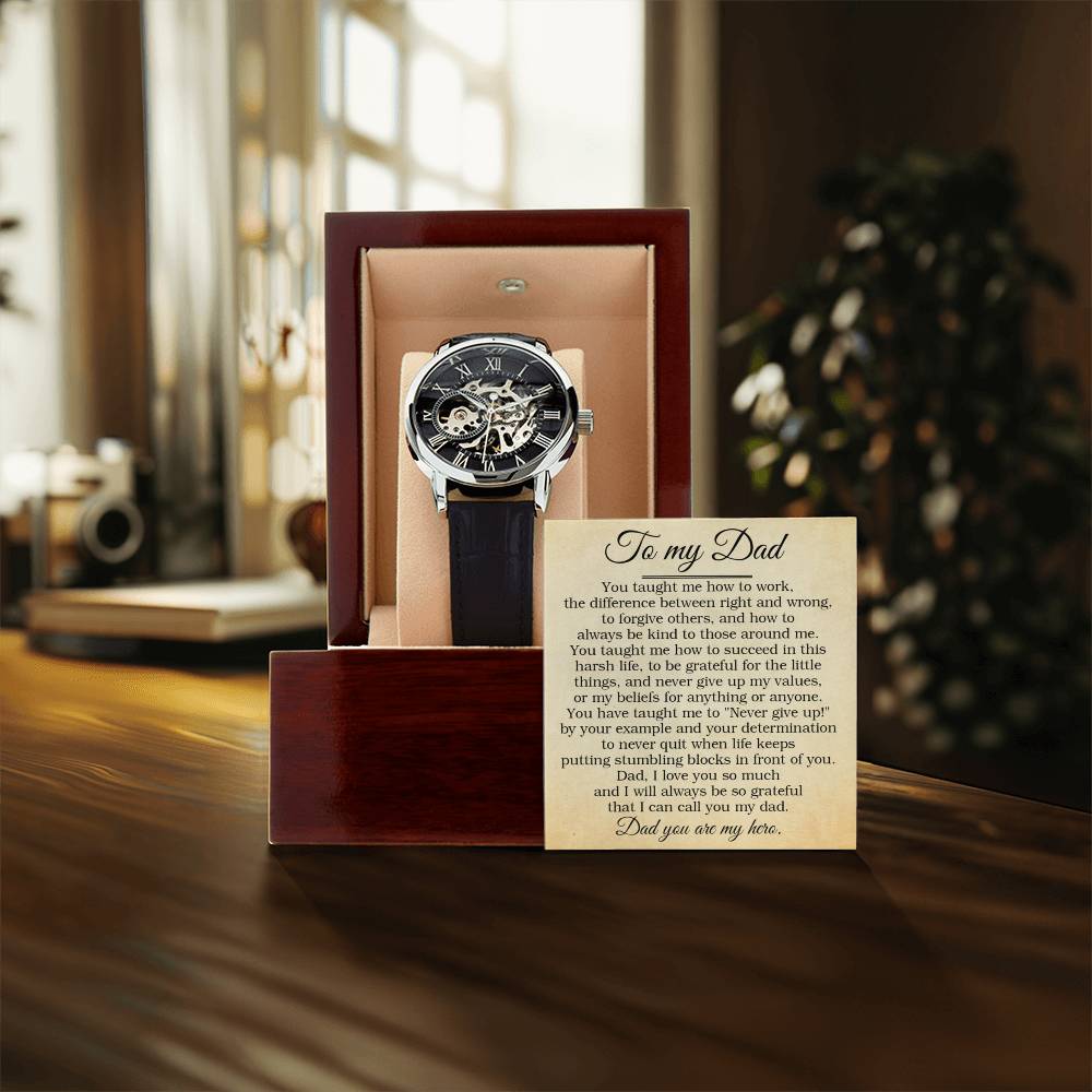 To My Dad Openwork Watch Birthday Gift For Dad Father's Day Gift Message Card Gift