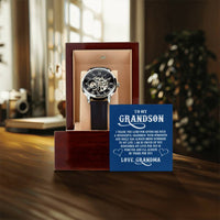 To My Grandson - Love Grandma - I Thank The Lord For Giving Me Such - Men's Openwork Watch - Gifts For Grandson