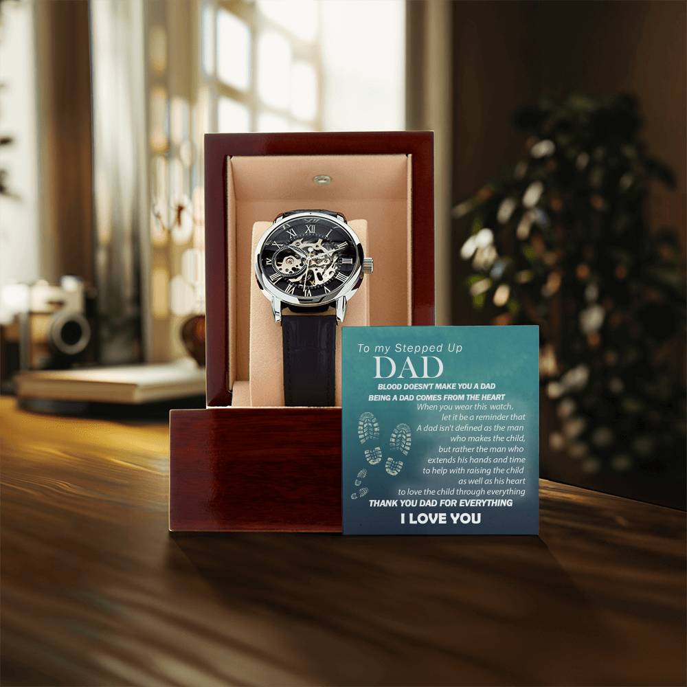 To My Stepped Up Dad Openwork Watch For Step Dad Father&#39;s Day Gift Stepdad Gift