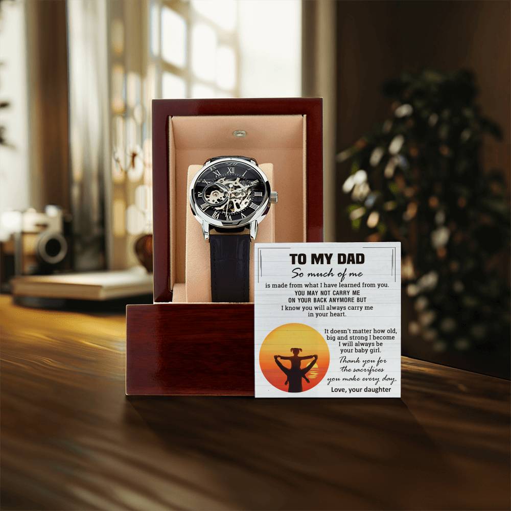 Gift For Dad From Daughter Made Old Big Men's Openwork Watch