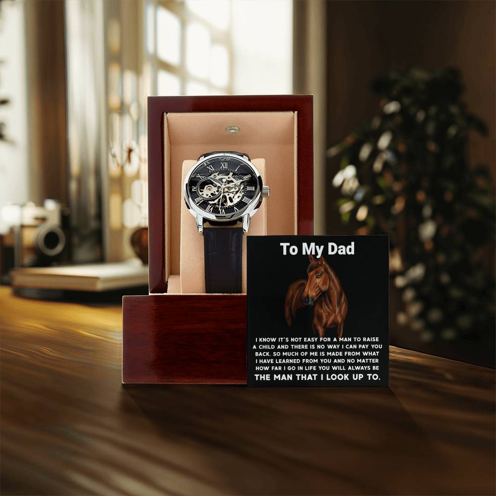 Gift For Dad Fathers Day Gift From Daughter Openwork Watch Gift For Men To My Dad Birthday Gift From Son 1