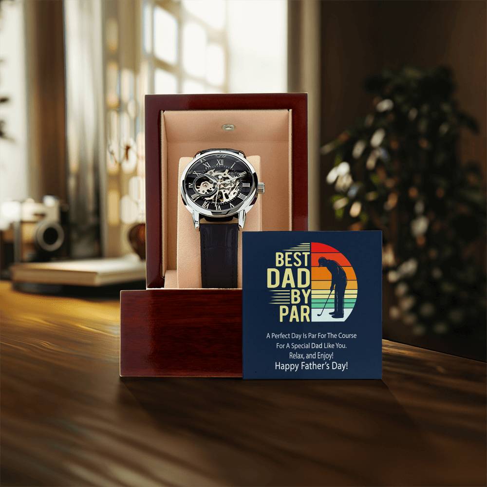 Best Dad By Par Openwork Watch With Message Card Father&#39;s Day Gift Watch For Dad