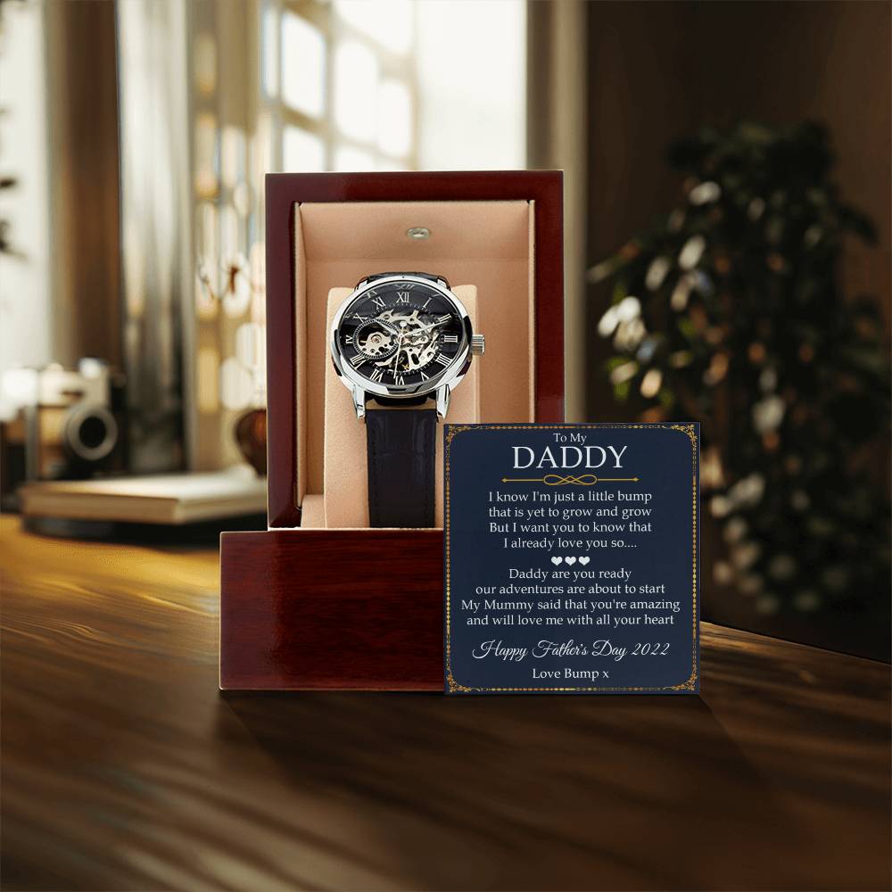 Father's Day Openwork Watch For Daddy - I'm Just A Little Bump Ultrasound Scan Gift Pregnancy Announcement Gift From Bump