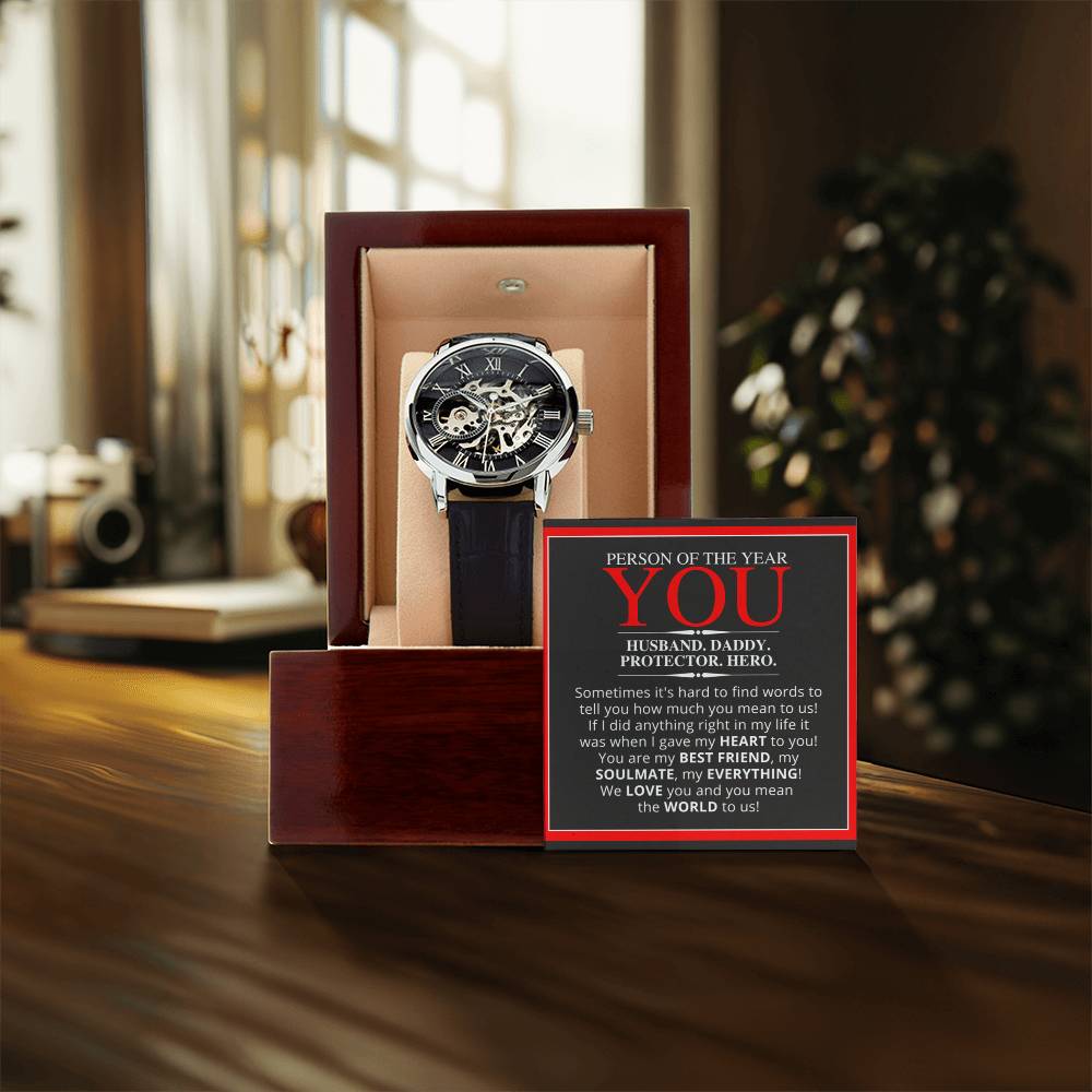 Husban Dad - Person Of The Year - Beautiful Timepiece Gift Openwork Watch