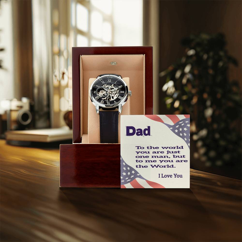 Wrist Watch For Dad Men's Openwork Watch Father's Day Gift From Daughter Gift From Son Dad Birthday Gift Watch With Message Card