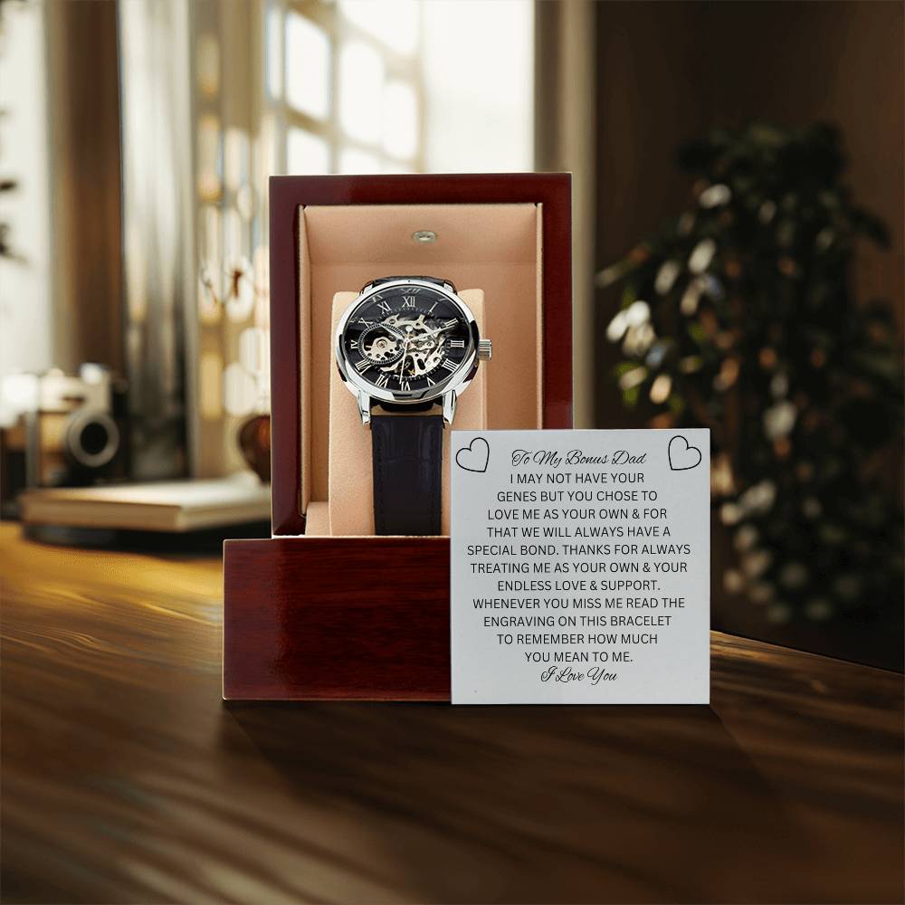 Bonus Dad Gift, Father's Day Gift For Bonus Dad, Stepdad Gift,Birthday Gift For Bonus Dad, To My Bonus Dad, Thank You Gift - Openwork Watches