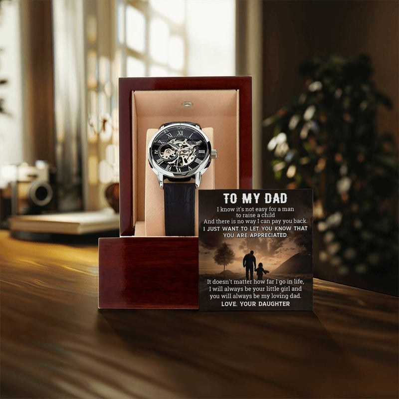 Gift For Dad From Daughter Raise A Child Men's Openwork Watch