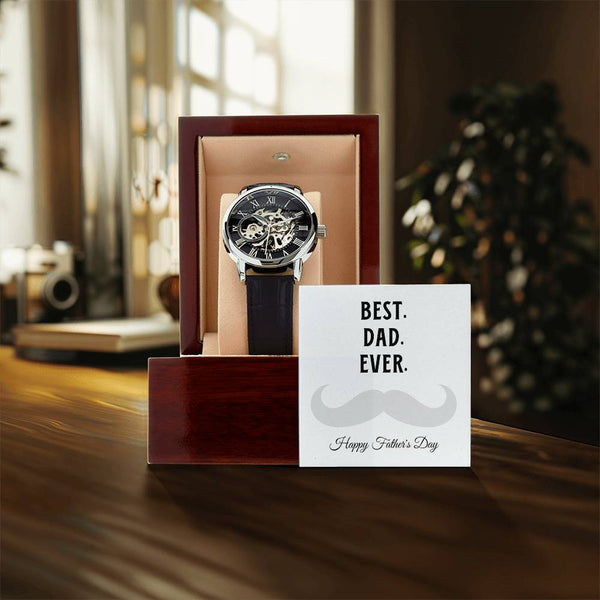 Best. Dad. Ever. Moustache Dad  Father's Day Gift  Dad Gift - Openwork Watches