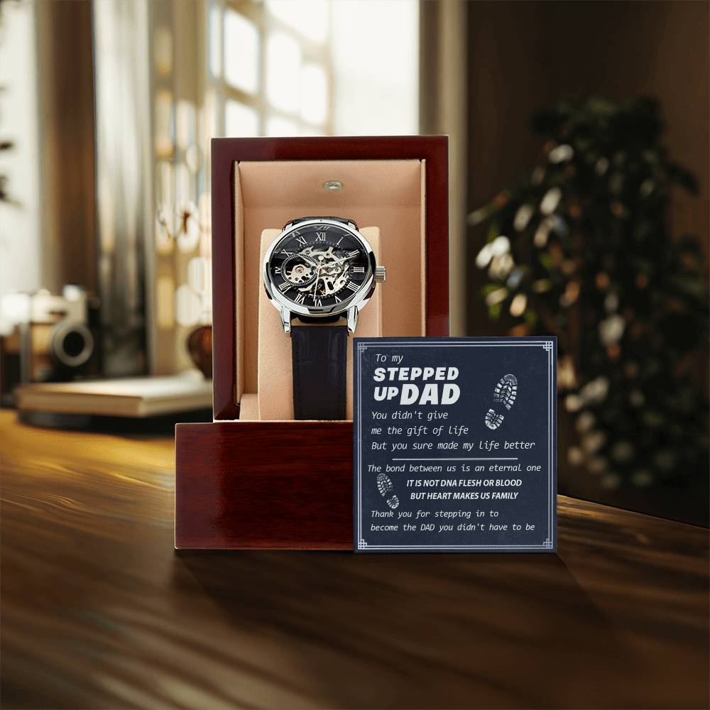 To My Stepped Up Dad Watch Watch For Step Dad Father&#39;s Day Gift Stepdad Birthday Openwork Watch