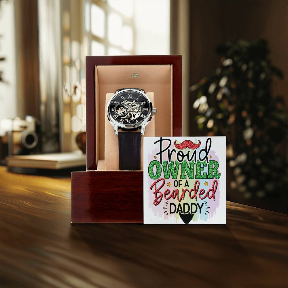 Men&#39;s Openwork Watch For Dad Proud Owner Of A Bearded Daddy