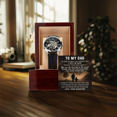 Gift For Dad From Daughter Difficult Doesn't Matter Men's Openwork Watch