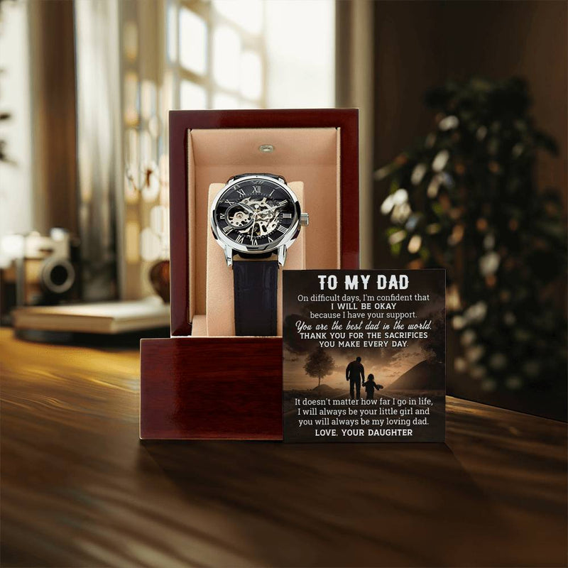 Gift For Dad From Daughter Difficult Doesn't Matter Men's Openwork Watch
