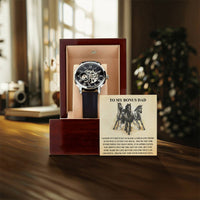 Step Dad Gift From Step Daughter Openwork Automatic Leather Strap Mens Watch Gift For Men To My Bonus Dad Stepped Up Dad Gift(2) Openwork Watch