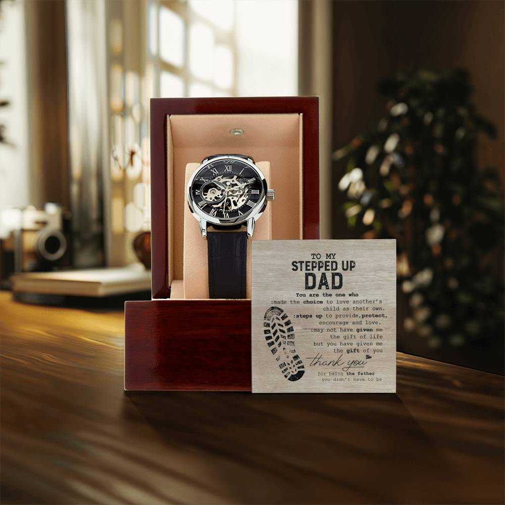 To My Stepped Up Dad Gift For Dad Openwork Watch For Step Dad Father's Day Gift