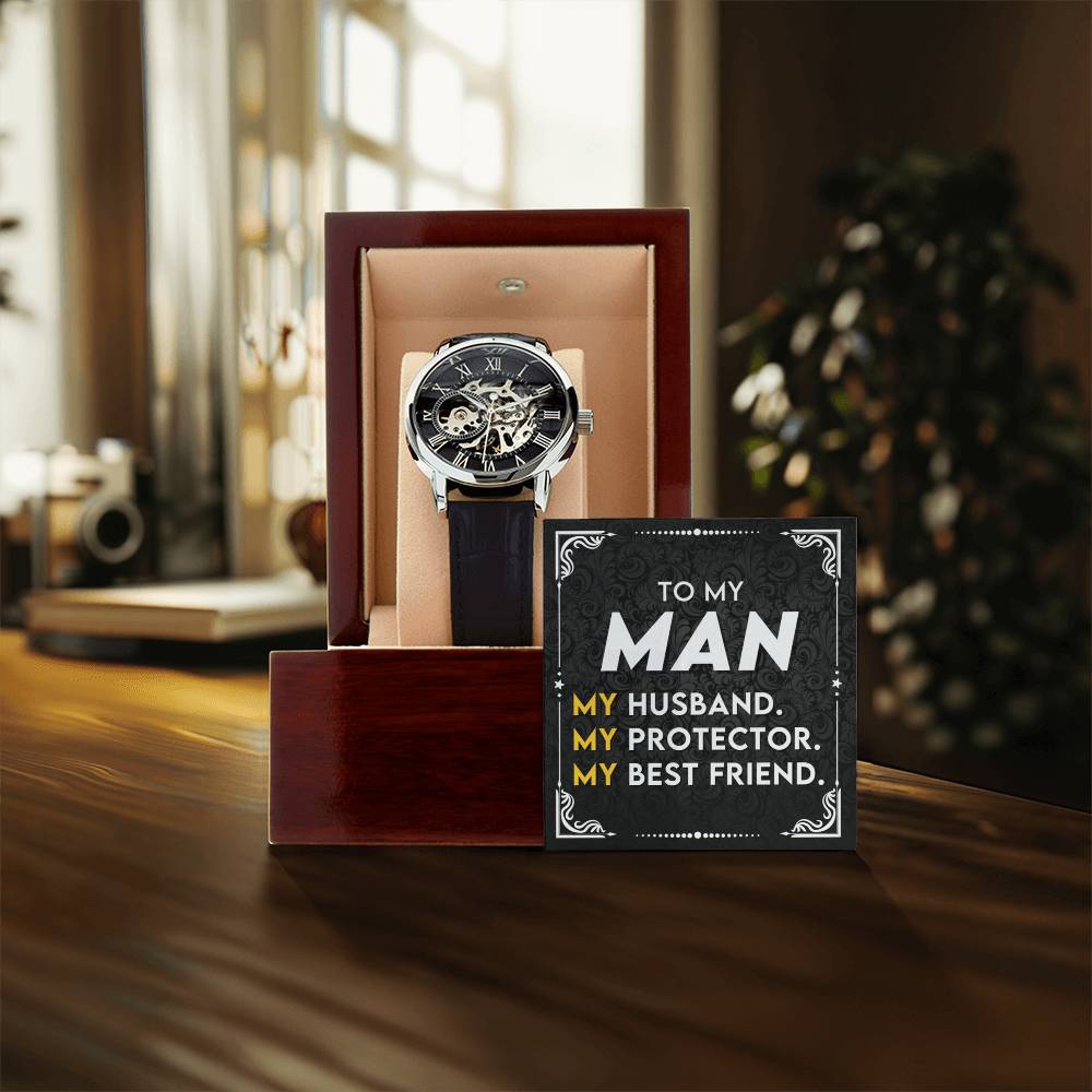 Handsomely Crafted Men&#39;s Openwork Watch