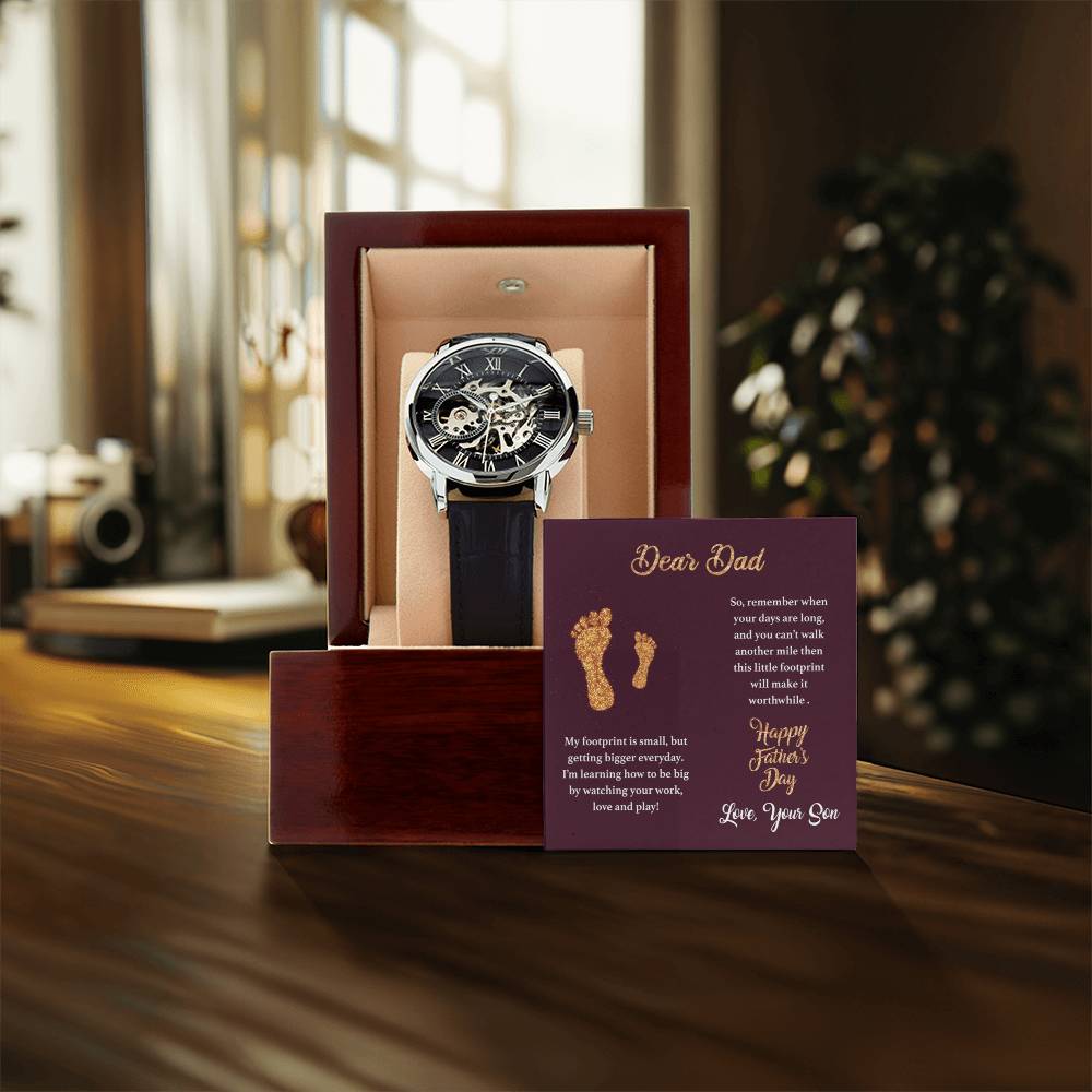To My Dad Watch Happy Father&#39;s Day Gift From Son Wrist Watch For Men Openwork Watch With Message Card For Dad To Dad From Son Gift