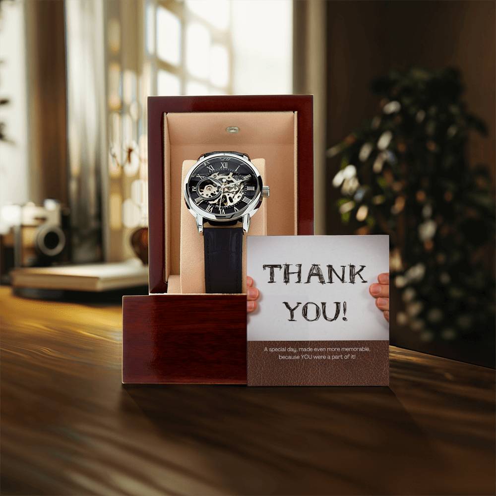 Men's Openwork Watch & Groomsman Thank You Card.