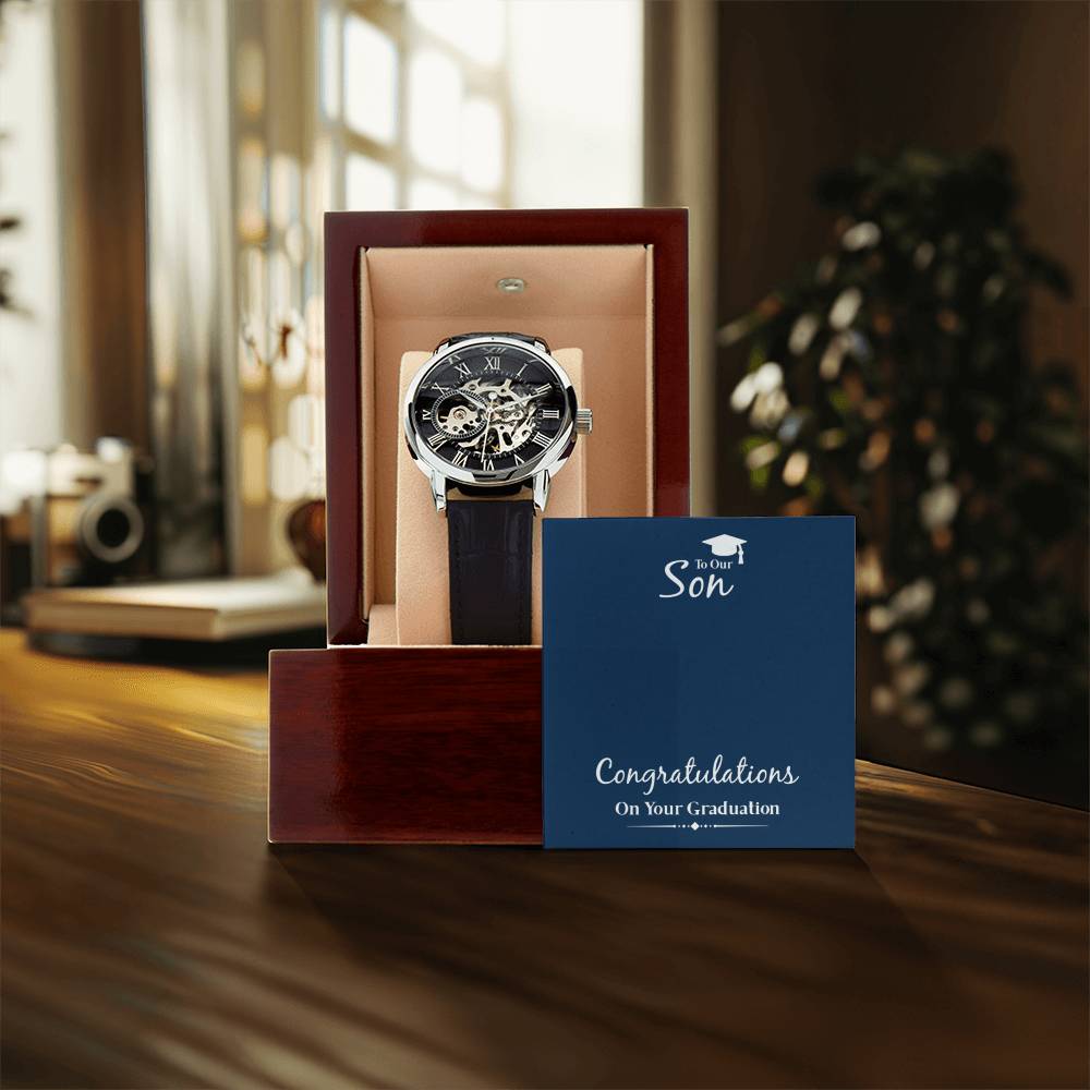 To Our Son Graduation Gift From Parents Men&#39;s Openwork Watch Gift For Graduate