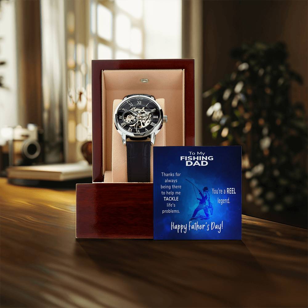 To My Fishing Dad Gift Watch Openwork Watch With Message Card For Dad Father&#39;s Day Gift From Son Father&#39;s Day Gift From Daughter Dad Present