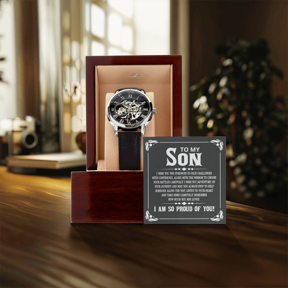 To My Son - I Wish You The Strength To Face Challenges - Men's Openwork Watch - Perfect Gift For Son