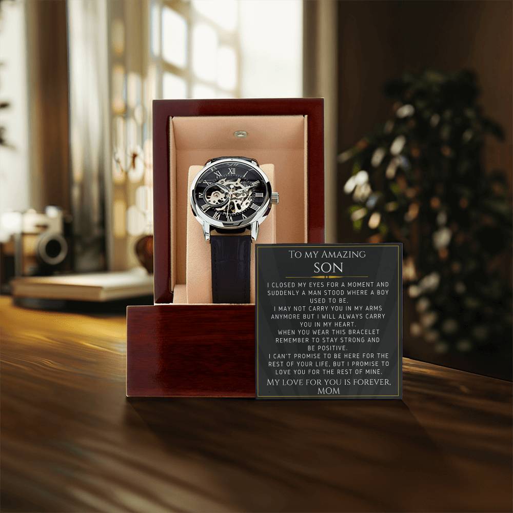 Openwork Watches For Your Son From Mom - Gift For Birthday, Christmas, Graduation, Confirmation