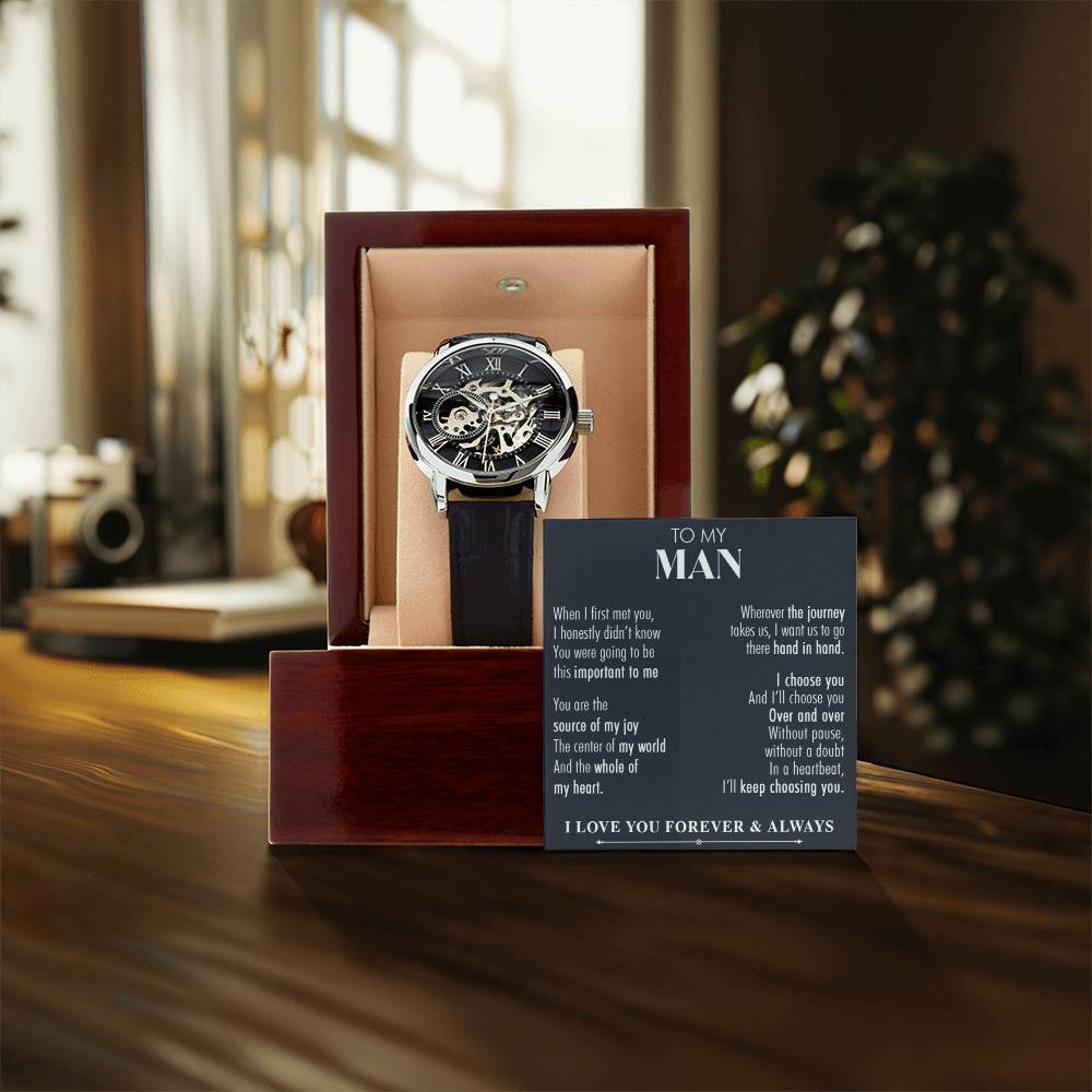 Gift For You Man Over And Over Openwork Watch