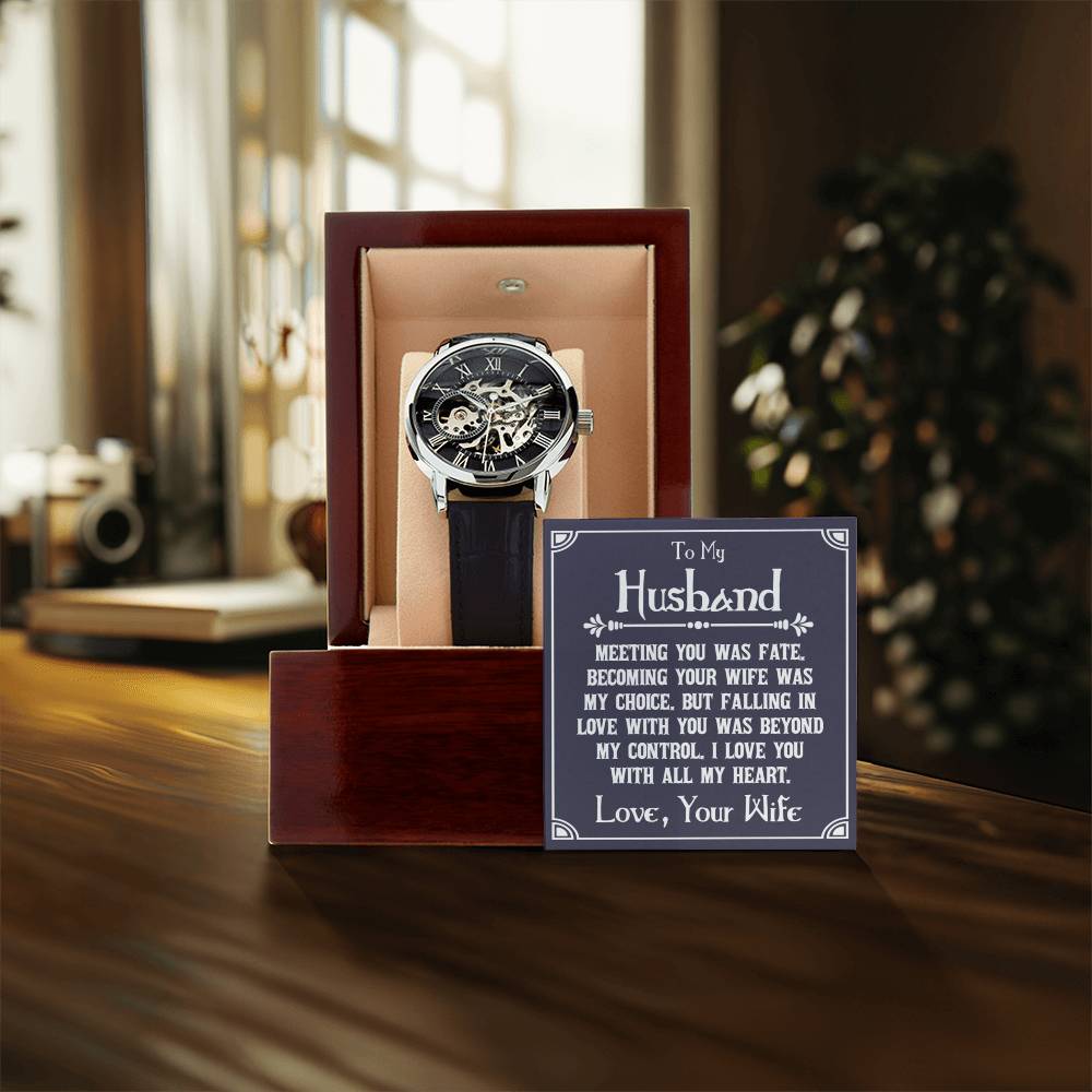 To My Husband - Meeting You Was Fate - Men&#39;s Openwork Watch - Gift For Husband