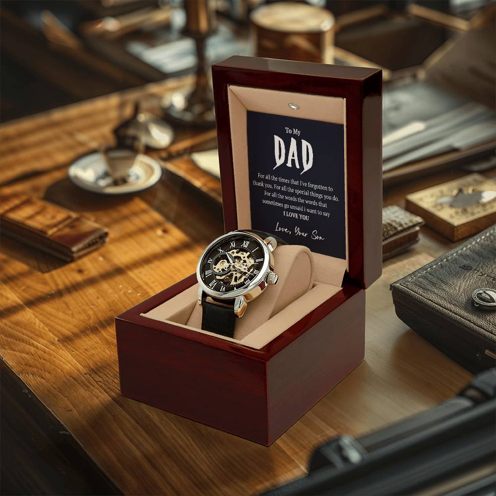 To My Dad From Son “Love You Forever” Openwork Watches Gift For Father Day