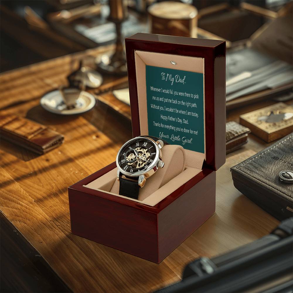 To My Dad Gift Watch With Message Card Openwork Watch For Dad Father's Day Gift From Daughter Dad Birthday Gift Watch