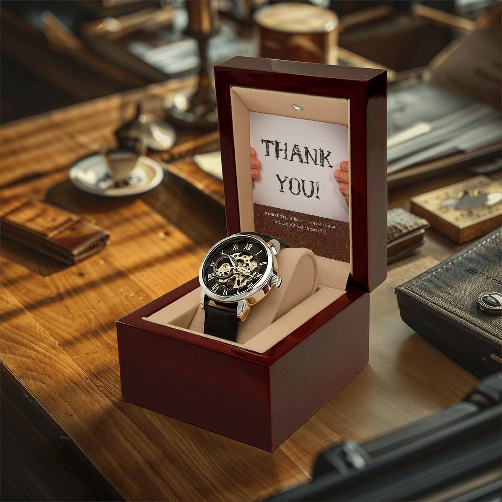Men's Openwork Watch & Groomsman Thank You Card.