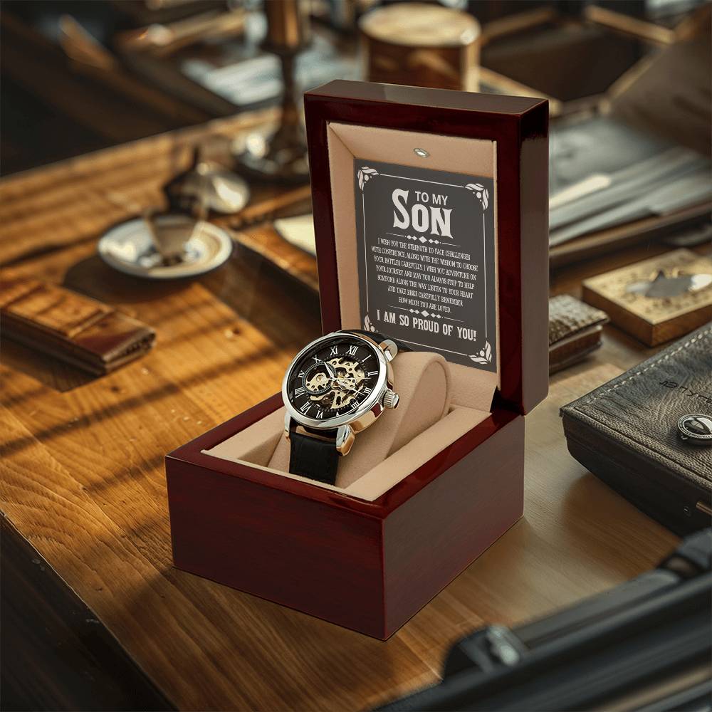 To My Son - I Wish You The Strength To Face Challenges - Men's Openwork Watch - Perfect Gift For Son