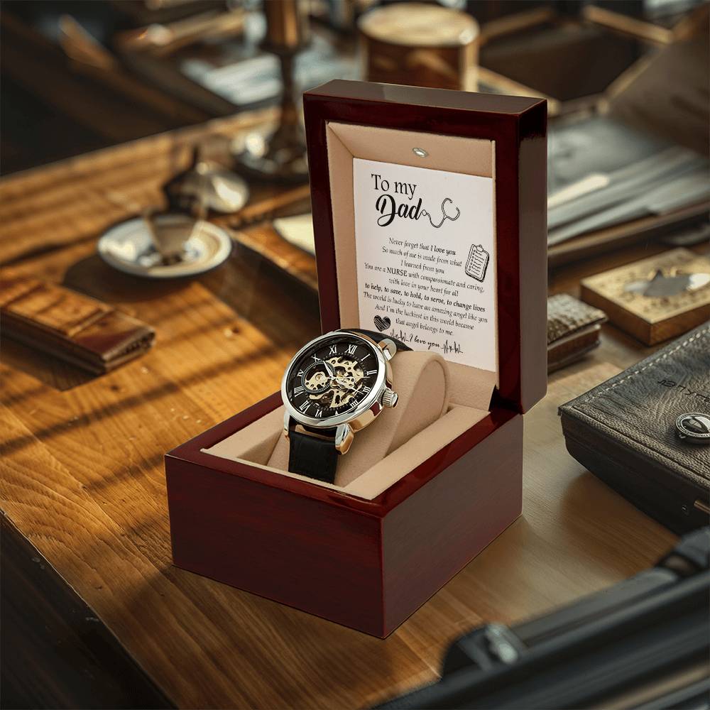 To My Nurse Dad Watch Nurse Father's Day Gift From Daughter Nurse Dad Gift From Son Nurse Dad Openwork Watch