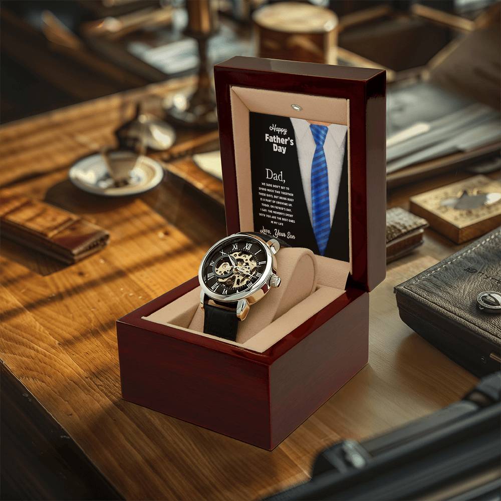 To My Dad Gift Watch Openwork Watch For Dad Father's Day Watch With Message Card Father's Day Gift To Dad From Son