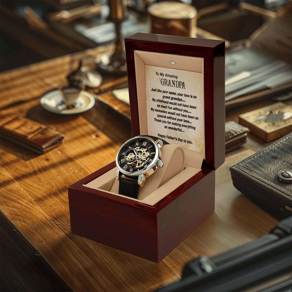 To My Amazing Grandpa Gift Watch Openwork Watch For Grandpa Father's Day Gift Watch With Message Card For Grandpa To My Grandpa From Grandchild