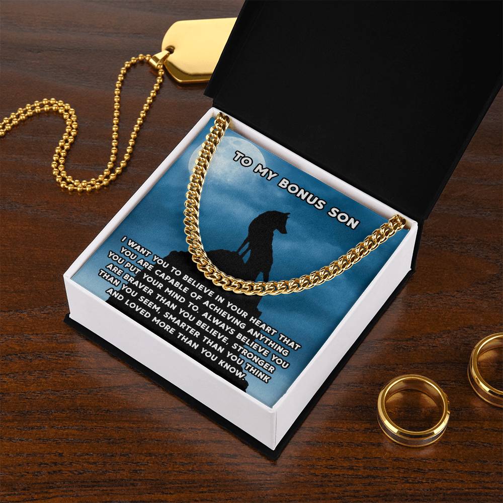 To My Bonus Son Necklace Gift For Step Son Bonus Son Graduation Graduate Gift Fathers Day Father Son Gift Gift From St Cuban Link Chain