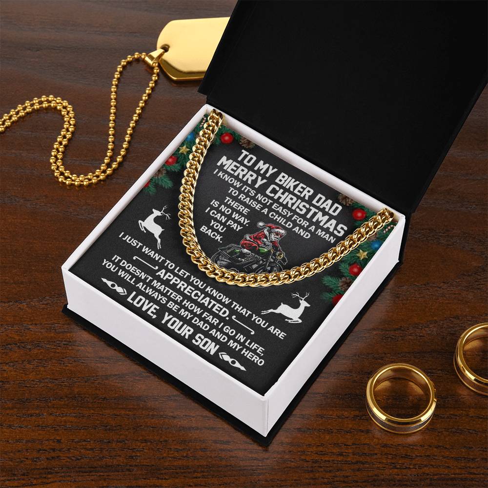 To My Biker Dad-Cuban Link Chain Necklace-Gift From Son