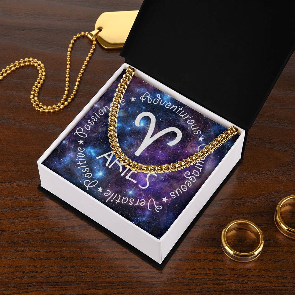 Cuban Link Chain Necklace - Aries Theme