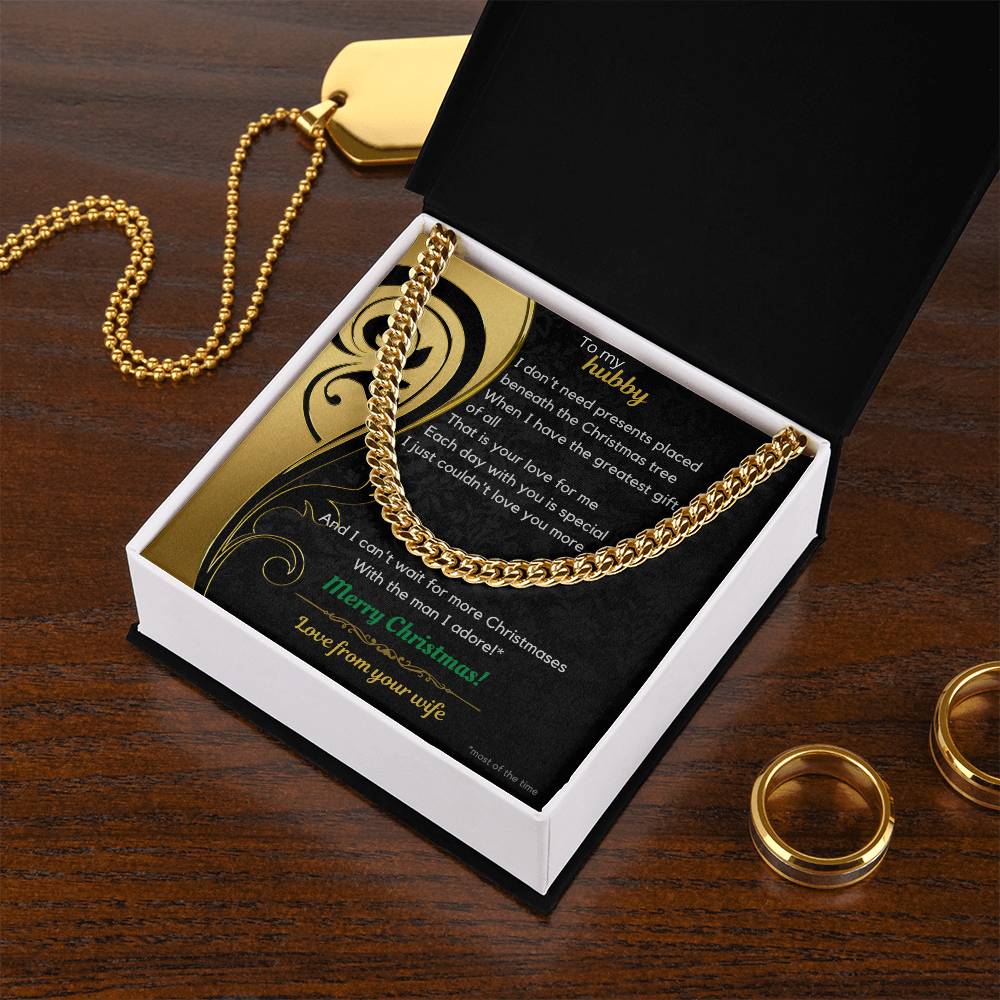 To My Hubby Christmas Cuban Link Chain Necklace
