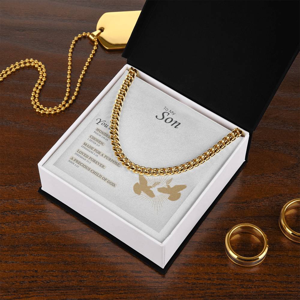 Gift For Son You Are Wonderful Chosen Made For A Purpose Cuban Link Chain Necklace