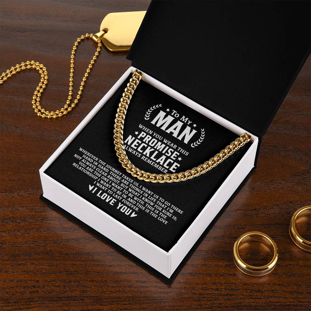 To My Man Chain Necklace Promise Necklace For Husband Boyfriend Valentine Gift For Him Cuban Link Chain