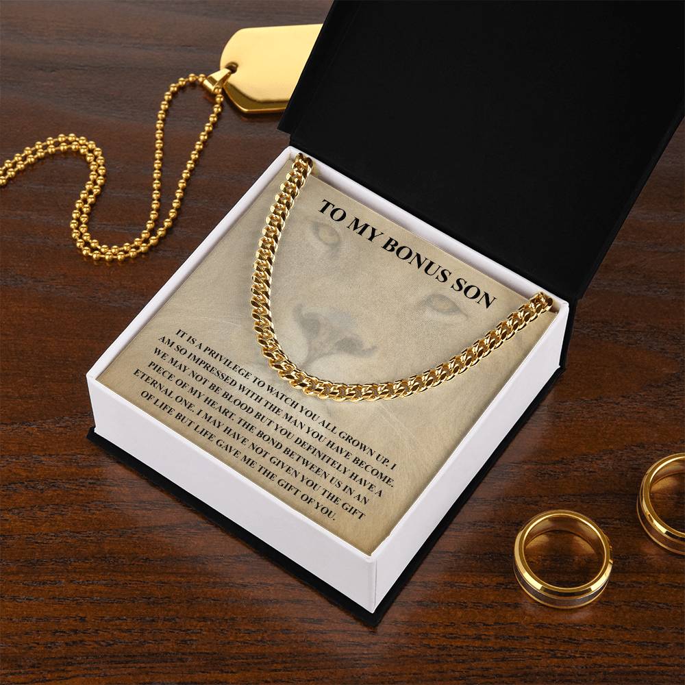 To My Bonus Son Necklace Gift For Step Son Bonus Son Graduation Graduate Gift Fathers Day Father Son Gift Gift From St Cuban Link Chain