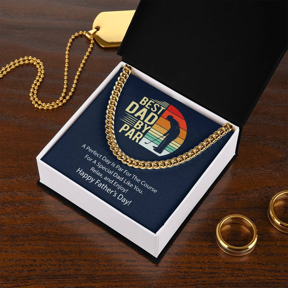 Cuban Link Chain Men Best Dad By Par Gift Necklace For Golf Dad Father's Day Gift Necklace For Dad Bonus Dad Gift
