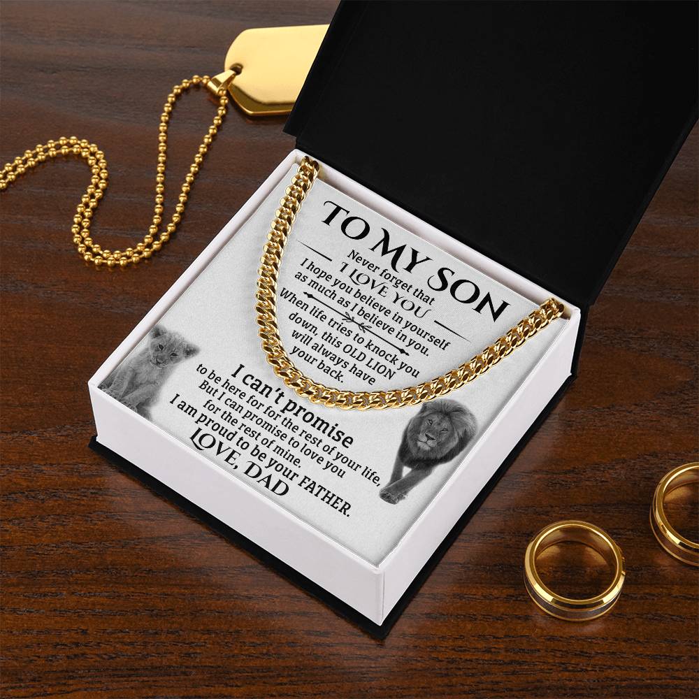 To My Son Gift From Dad Father To Son Chain Necklace Sentimental Gift For Son Cuban Link Chain